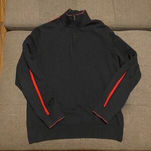 Calvin Klein 1/4 Zip Turtle Neck Knit Sweater Navy Blue / Red Men’s Size Medium